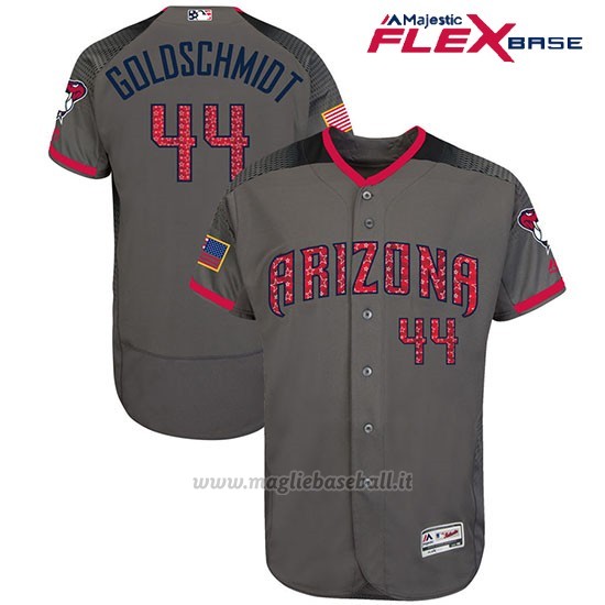 Maglia Baseball Uomo Arizona Diamondbacks 2017 Estrellas y Rayas 44 Paul Goldschmidt Grigio Flex Base